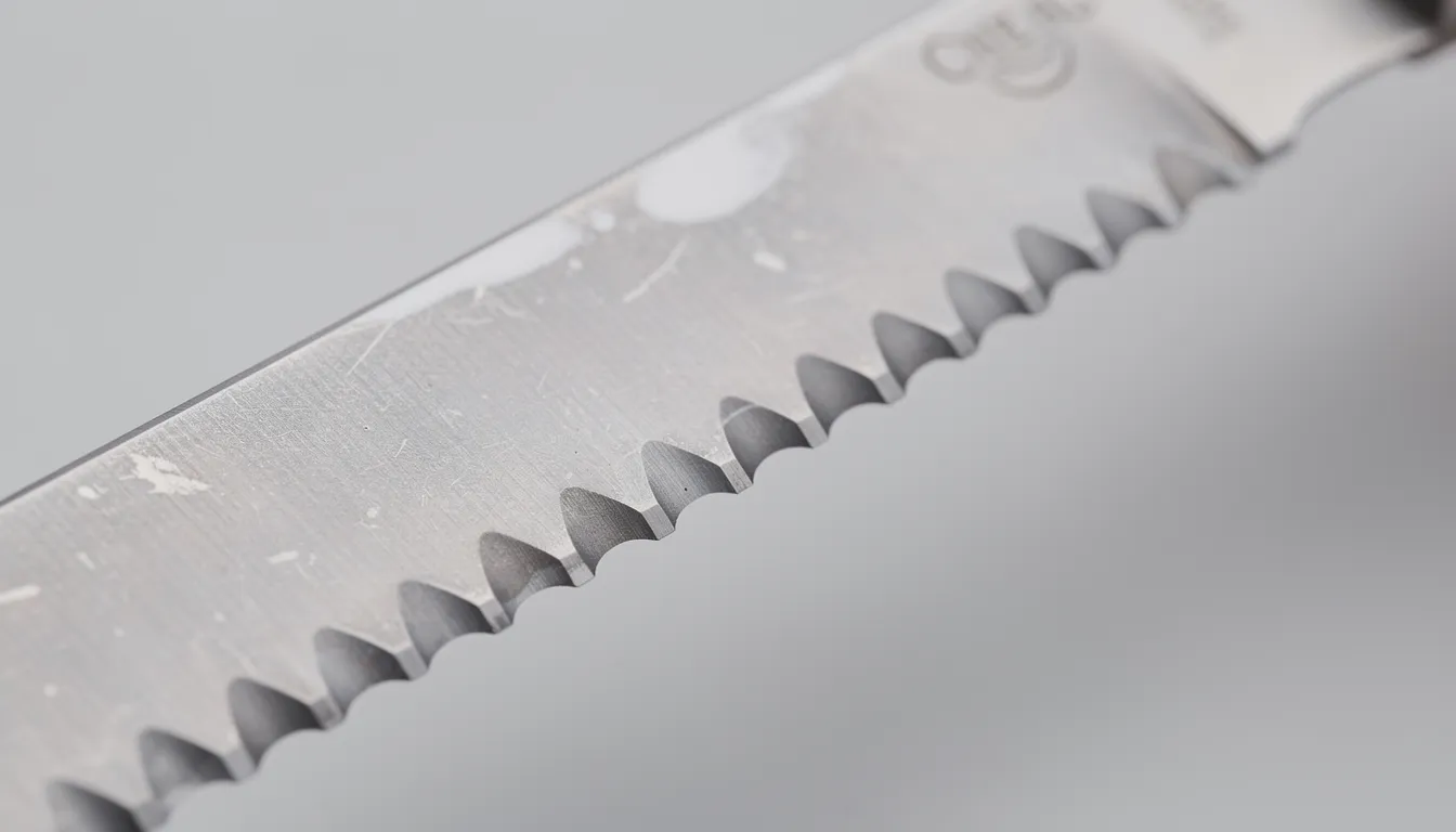 Tandad dönerknivblad – skarp detalj och metallglans i professionell studiofotografi
